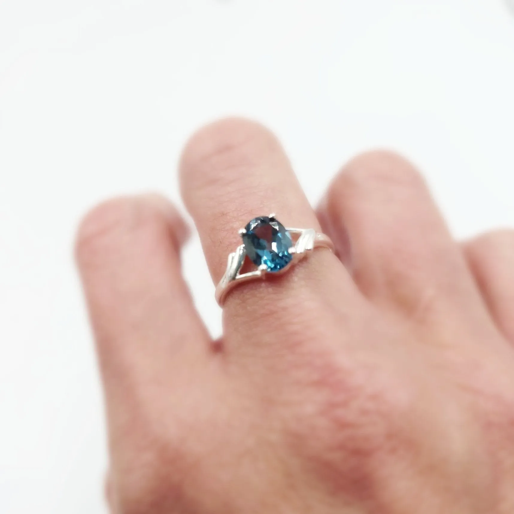 London Blue Topaz Ring 1.25ct Sterling Silver Solitaire