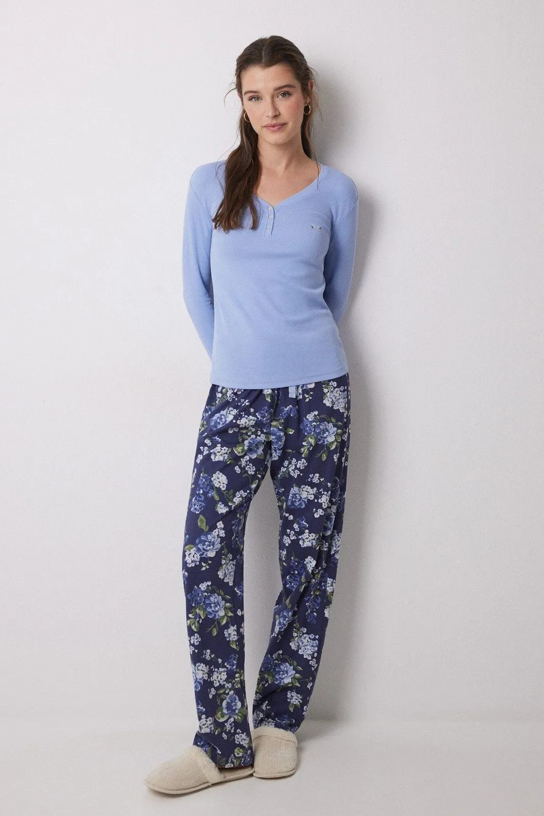 Long Sleeves Long Pant Pyjama Set - Blue