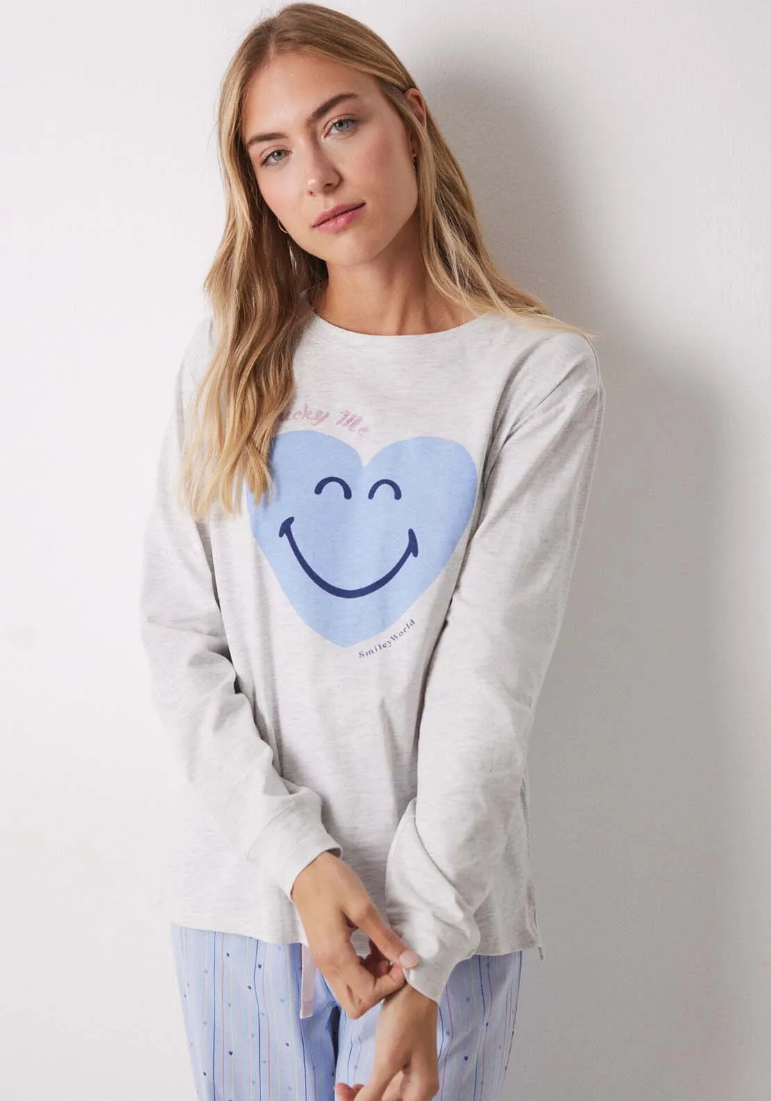 Long Sleeves Long Pant Pyjama Set - Grey / Silver