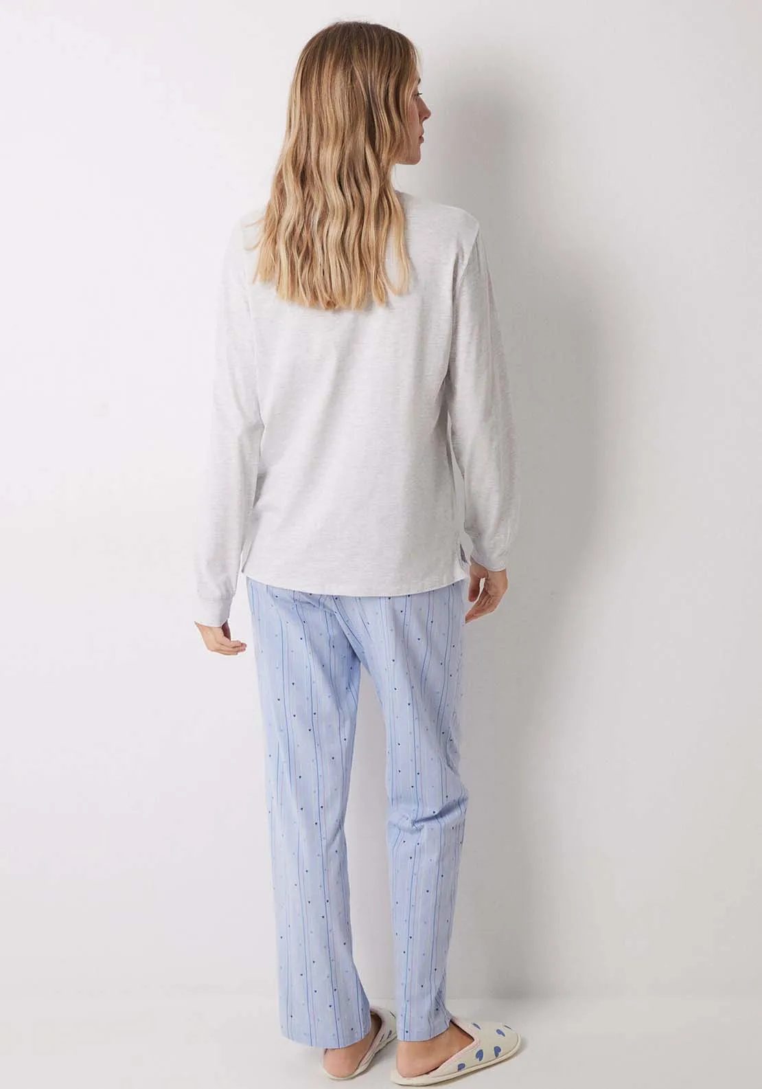 Long Sleeves Long Pant Pyjama Set - Grey / Silver