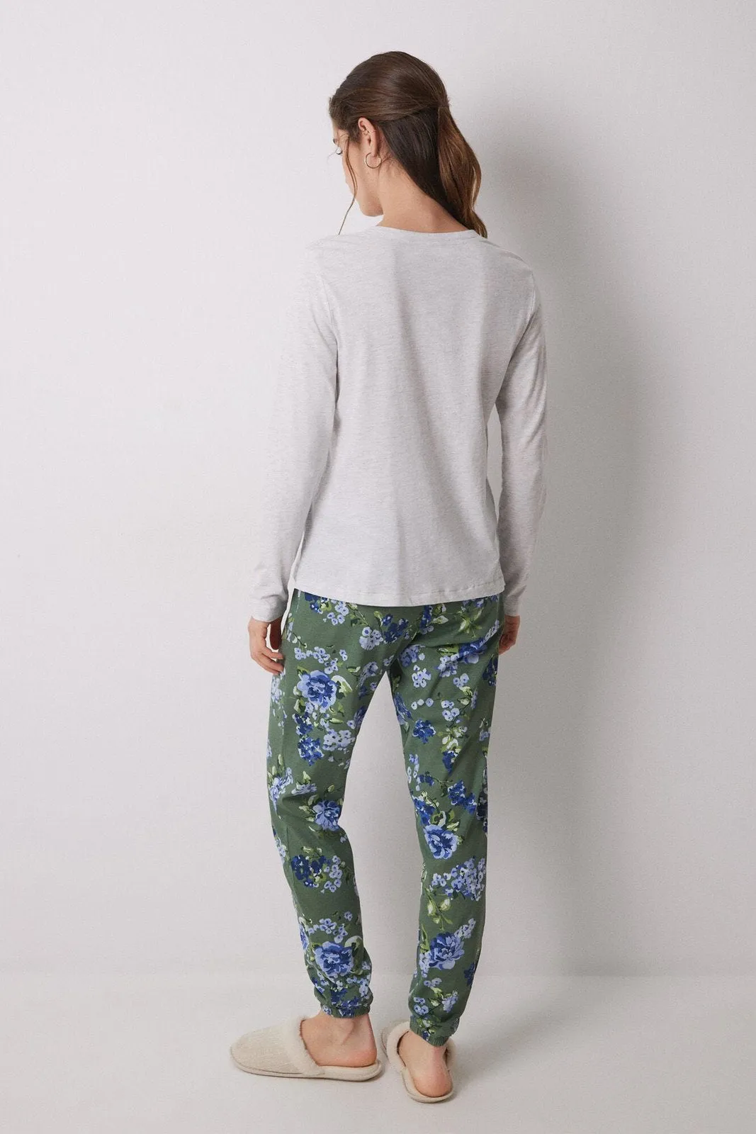 Long Sleeves Long Pant Pyjama Set - Grey / Silver