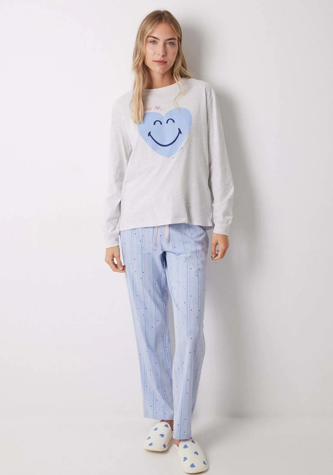 Long Sleeves Long Pant Pyjama Set - Grey / Silver