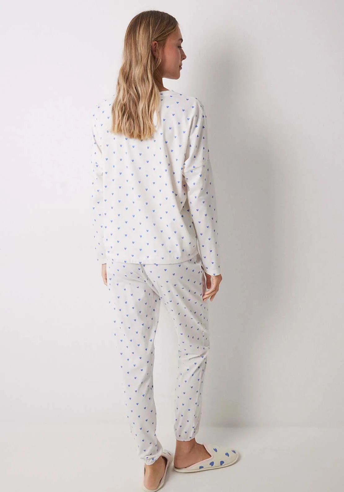 Long Sleeves Long Pant Pyjama Set - White