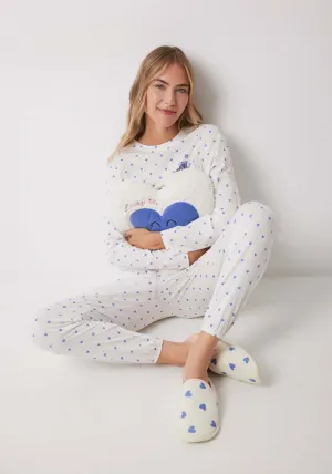 Long Sleeves Long Pant Pyjama Set - White
