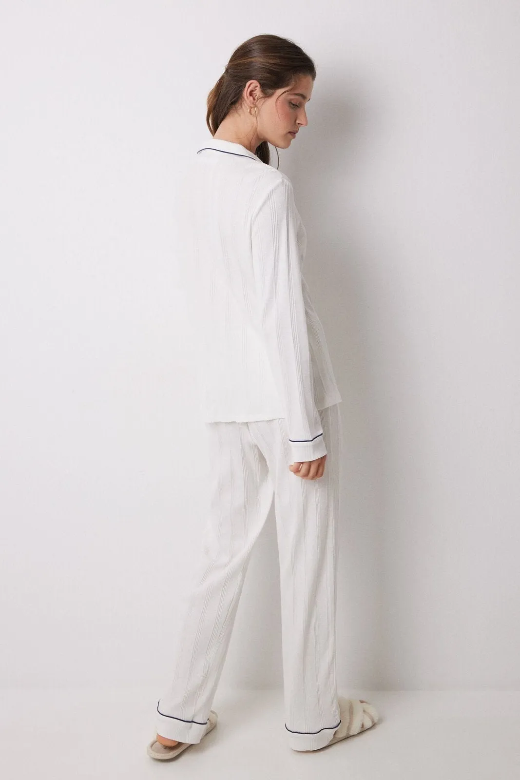 Long Sleeves Masculine Pyjama - Ivory