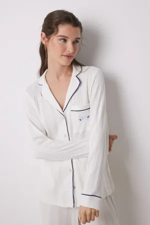 Long Sleeves Masculine Pyjama - Ivory