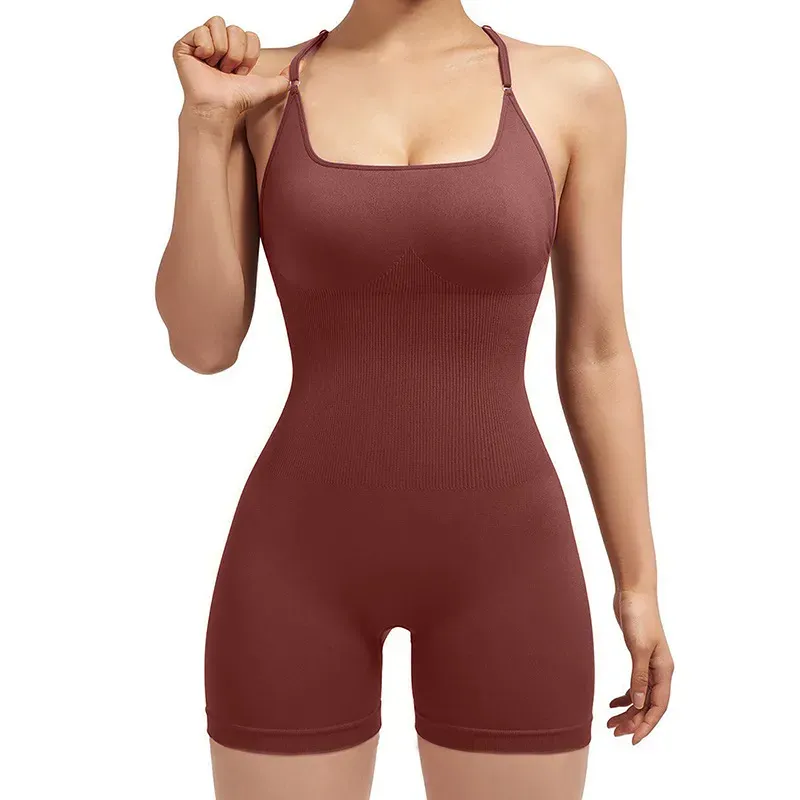 Lyn Seamless Ribbed Scrunch Butt Workout Romper