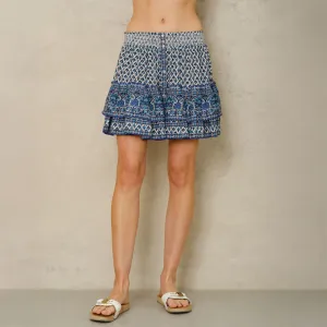 M.A.B.E Viti Print Mini Skirt in Blue