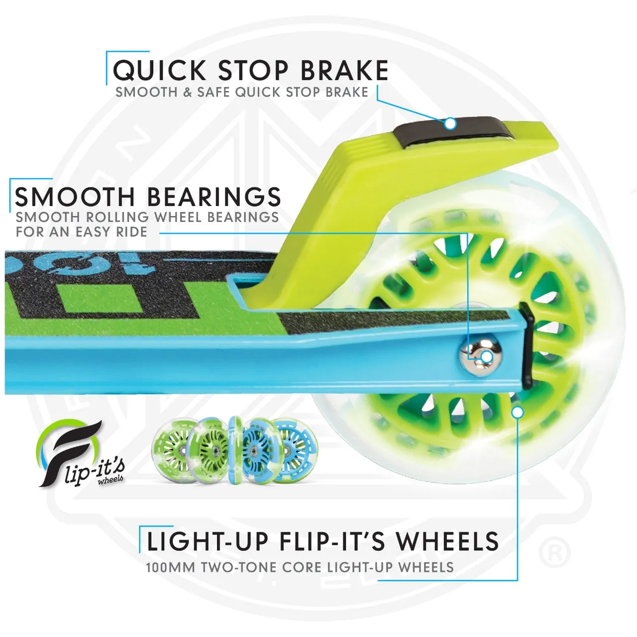 Madd Gear Carve Rize 100 Waves Light Up Wheels Scooter - Blue / Lime