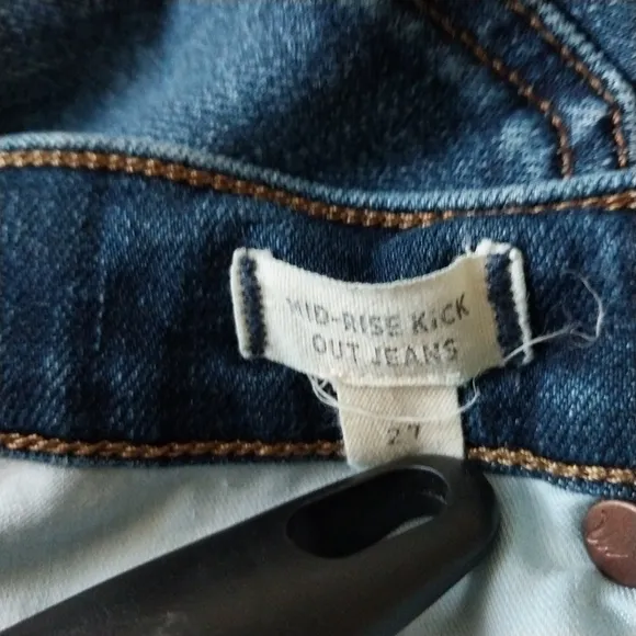 Madewell Mid Rise Kick Out Jeans Slight Flare Crop Stretch Blue Size 27