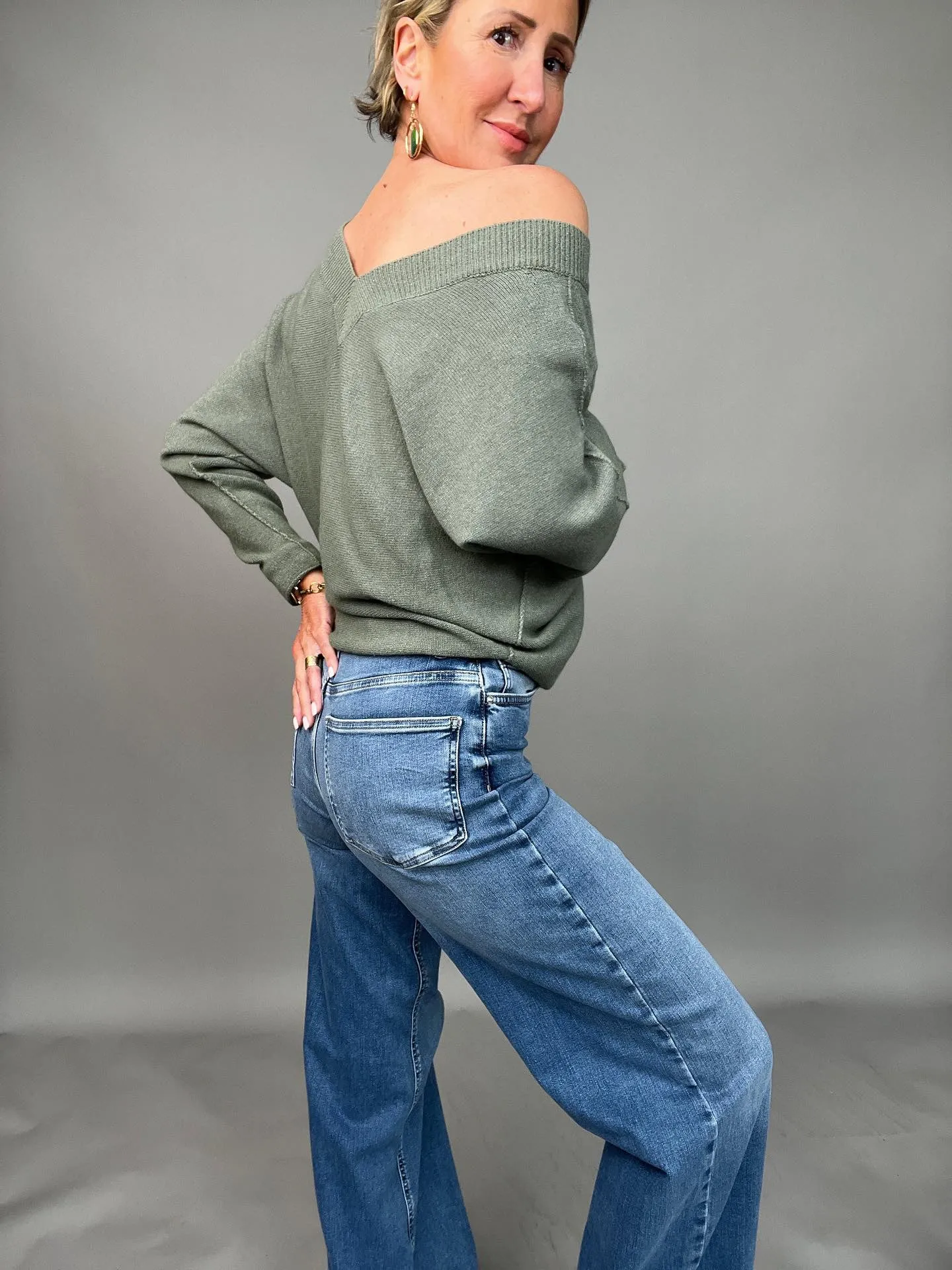 Madison Black Denim High Waist Wide Leg Jeans