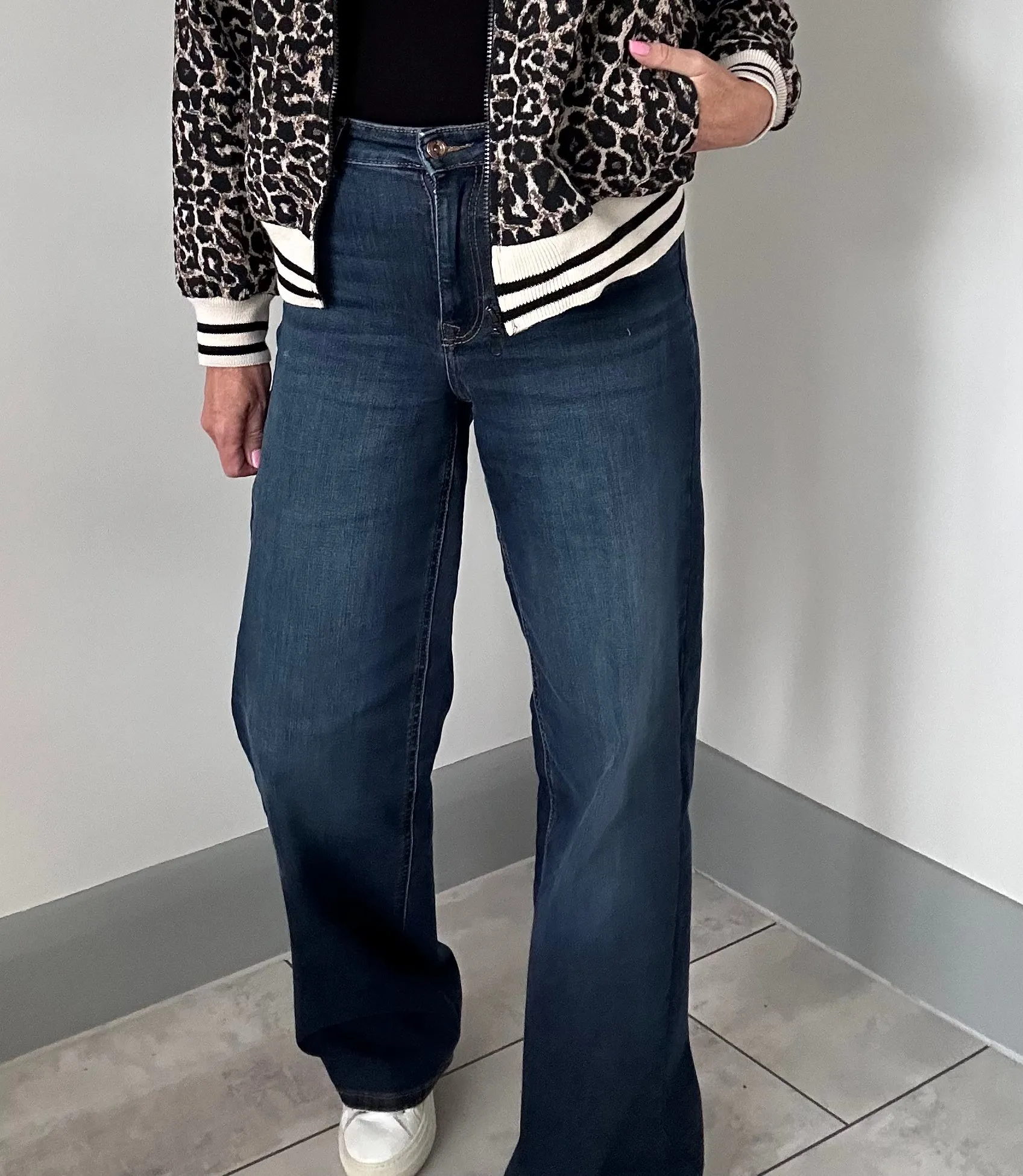 Madison Black Denim High Waist Wide Leg Jeans