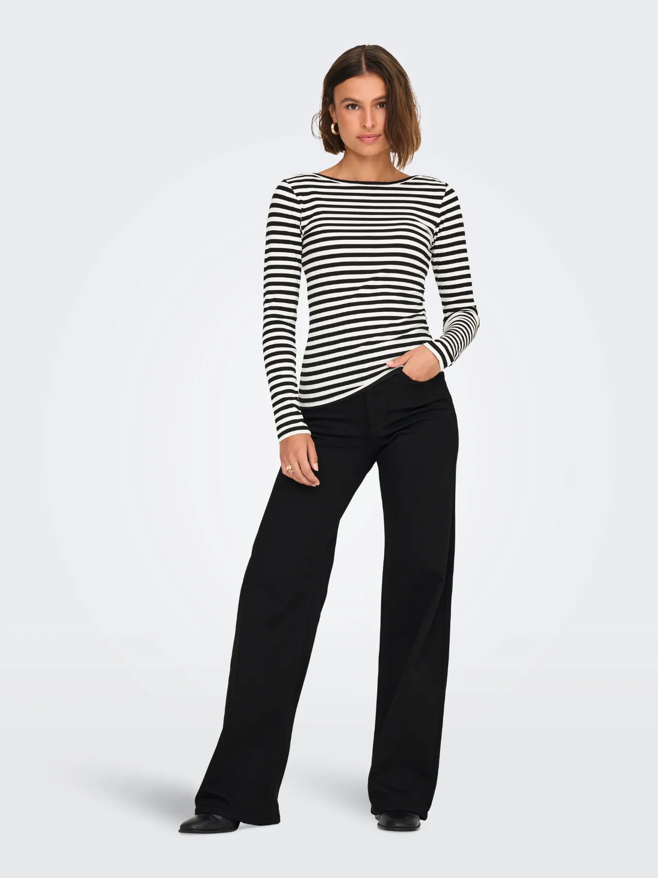 Madison Black Denim High Waist Wide Leg Jeans