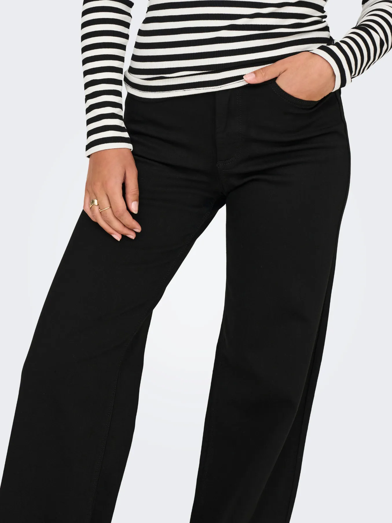 Madison Black Denim High Waist Wide Leg Jeans