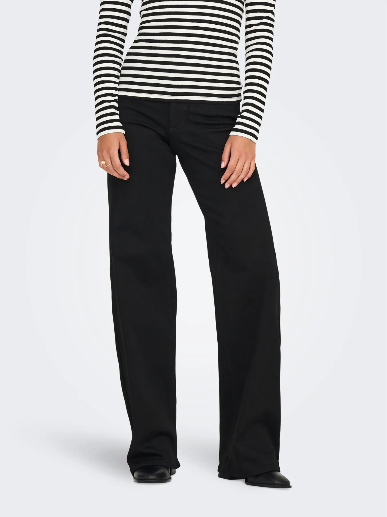 Madison Black Denim High Waist Wide Leg Jeans
