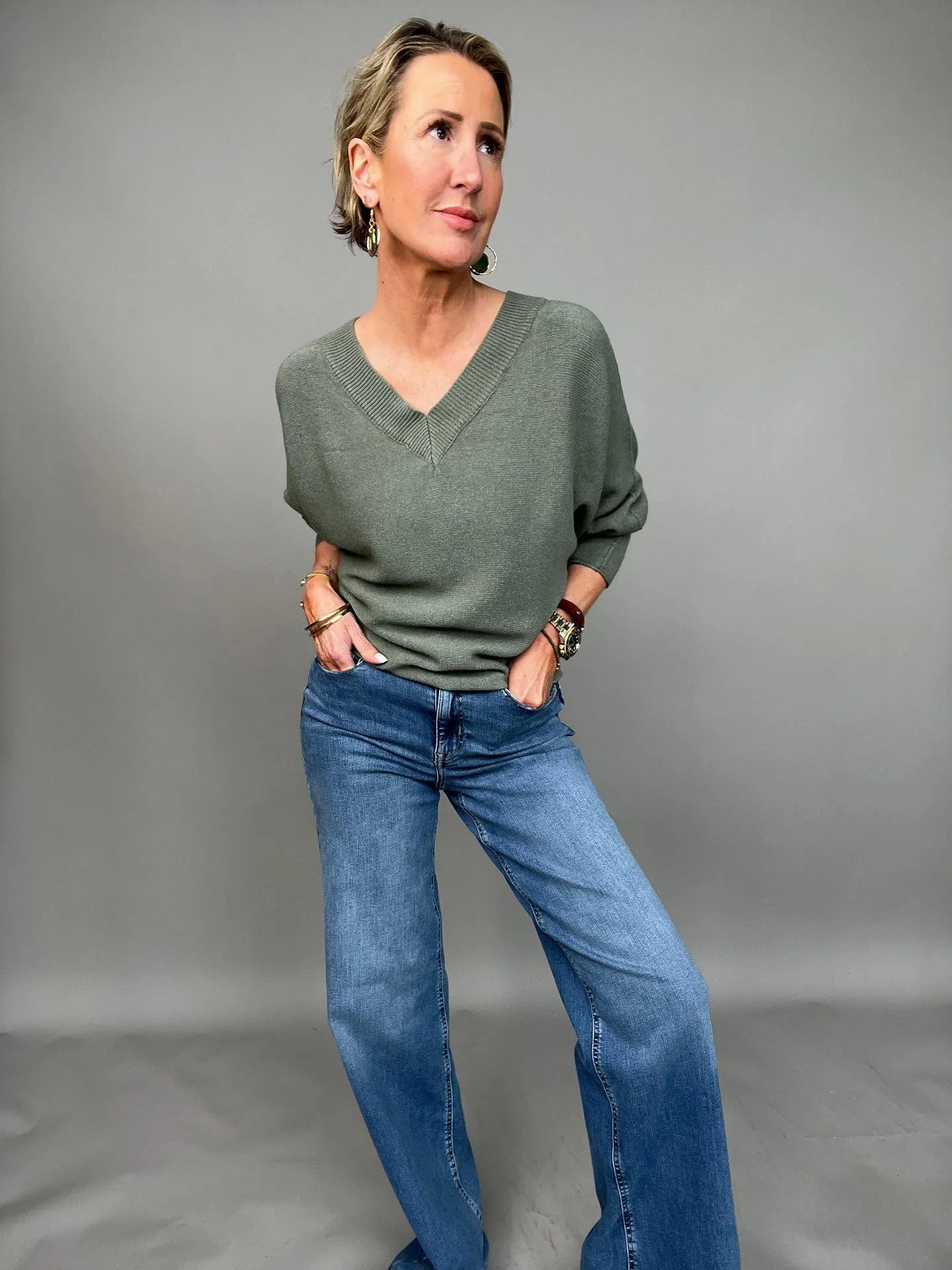 Madison Dark Blue High Waist Wide Leg Jeans