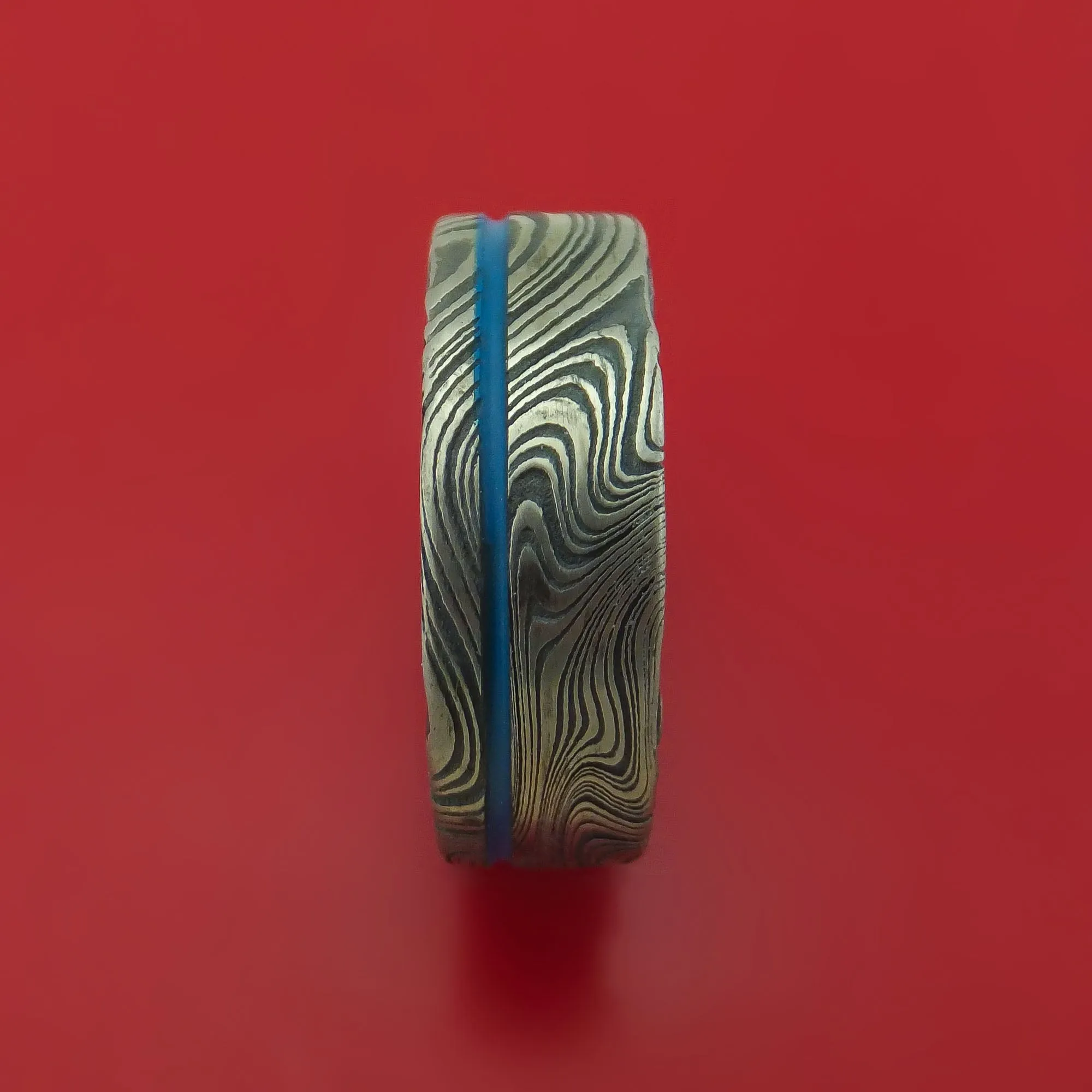Marble Kuro Damascus Steel and Cerakote Ring Custom Made