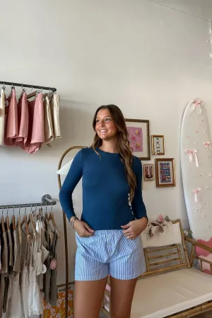 Marcy Ribbed Top in Blue | Restocked