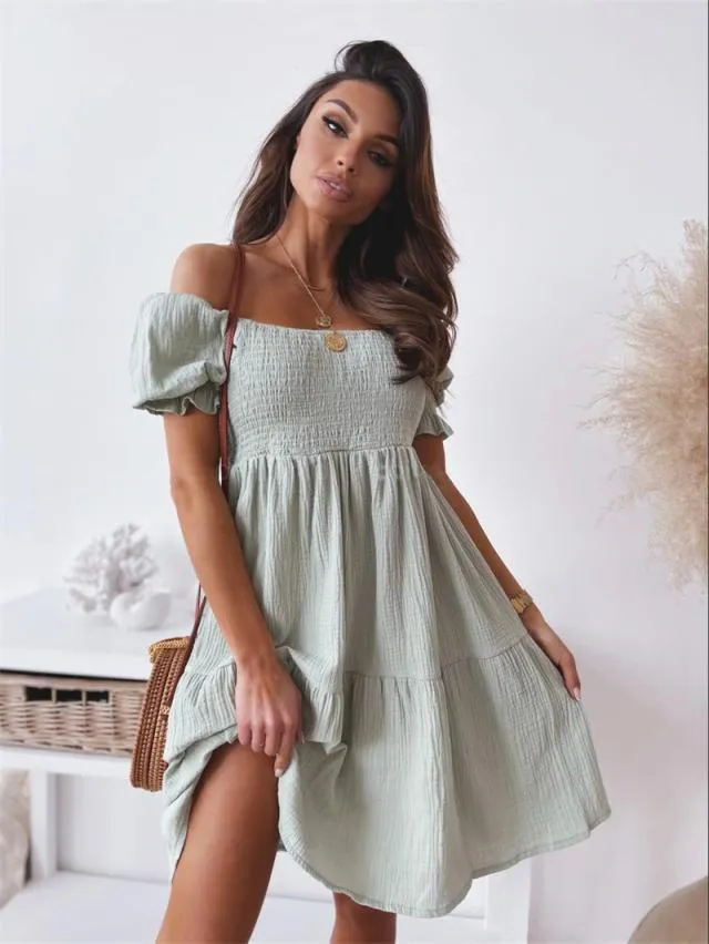 Marietta - Chic Flowy Off Shoulder Style Woman's Summer Dress