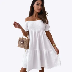 Marietta - Chic Flowy Off Shoulder Style Woman's Summer Dress