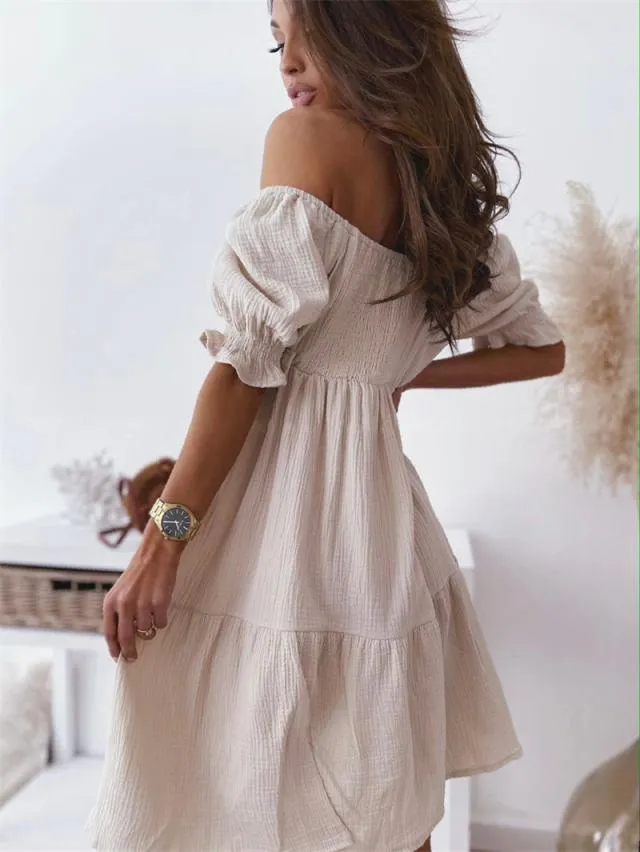Marietta - Chic Flowy Off Shoulder Style Woman's Summer Dress