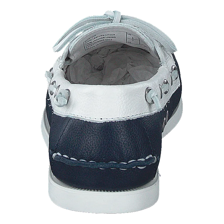 Merton Two-Tone Leather Boat Shoe Cream / Navy