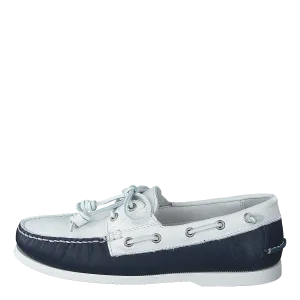 Merton Two-Tone Leather Boat Shoe Cream / Navy