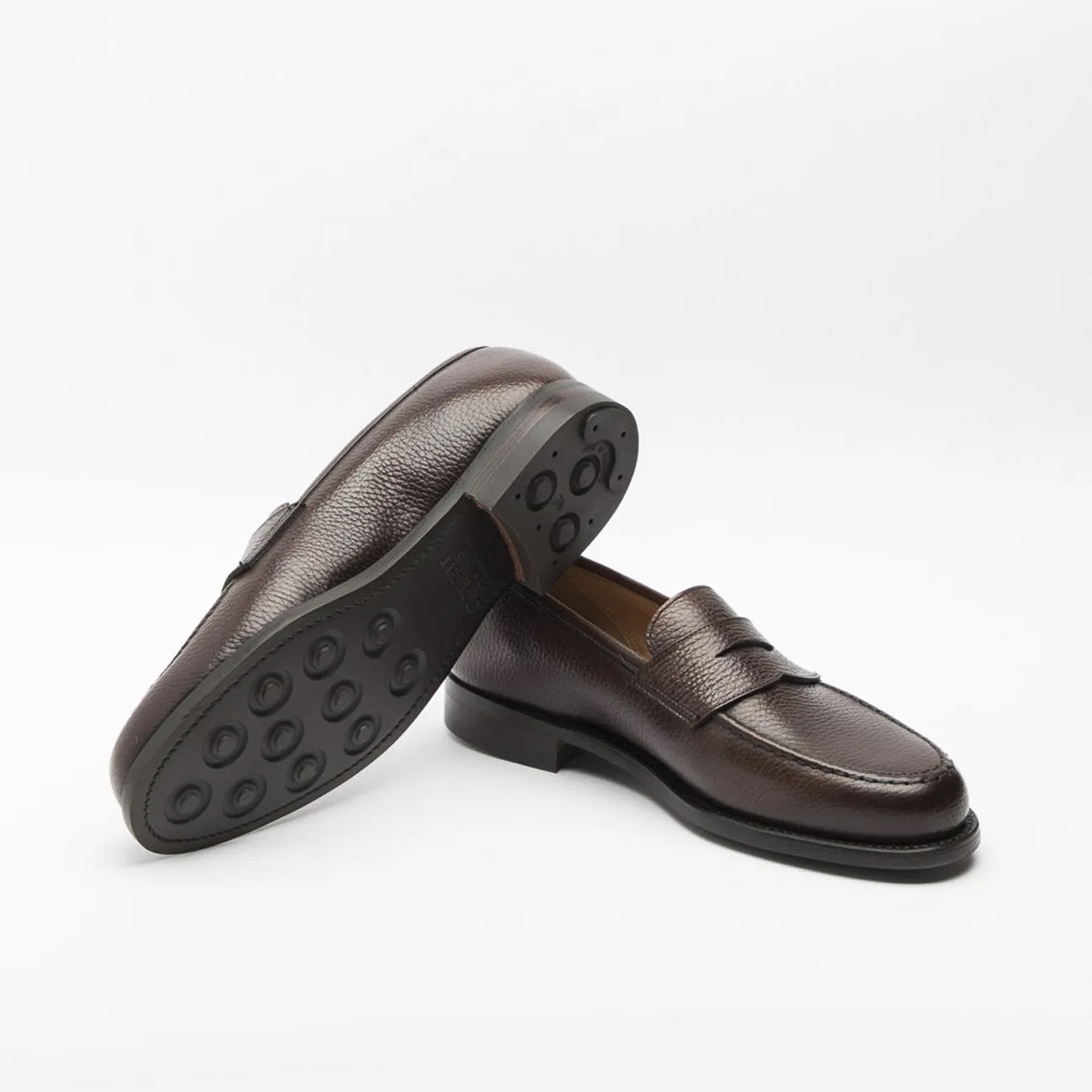 Mocassino penny Crockett & Jones Boston in pelle martellata marrone