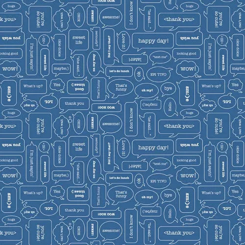 Modern Mini Texting on Blue by Lori Holt for Riley Blake