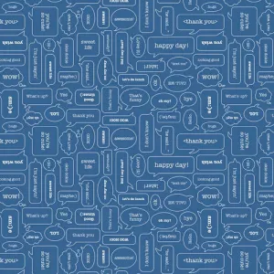Modern Mini Texting on Blue by Lori Holt for Riley Blake