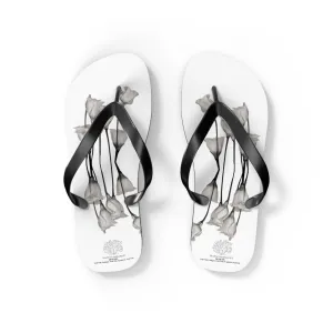 Monochrome Collection Floral Flip Flops - Stylish Summer Sandals - Margo Makaroff - Personalization Available