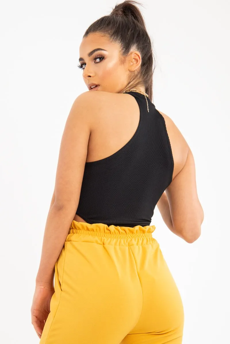 Mustard Drawstring Seam Front Tailored Joggers - Lissie