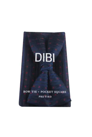 Navy & Red Star Pre Tie Bow Tie   Pocket Square