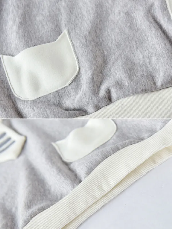 navy collar plush sweatshirt