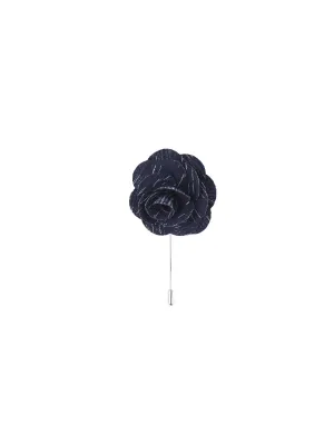 Navy Wool Textured Lapel Pin