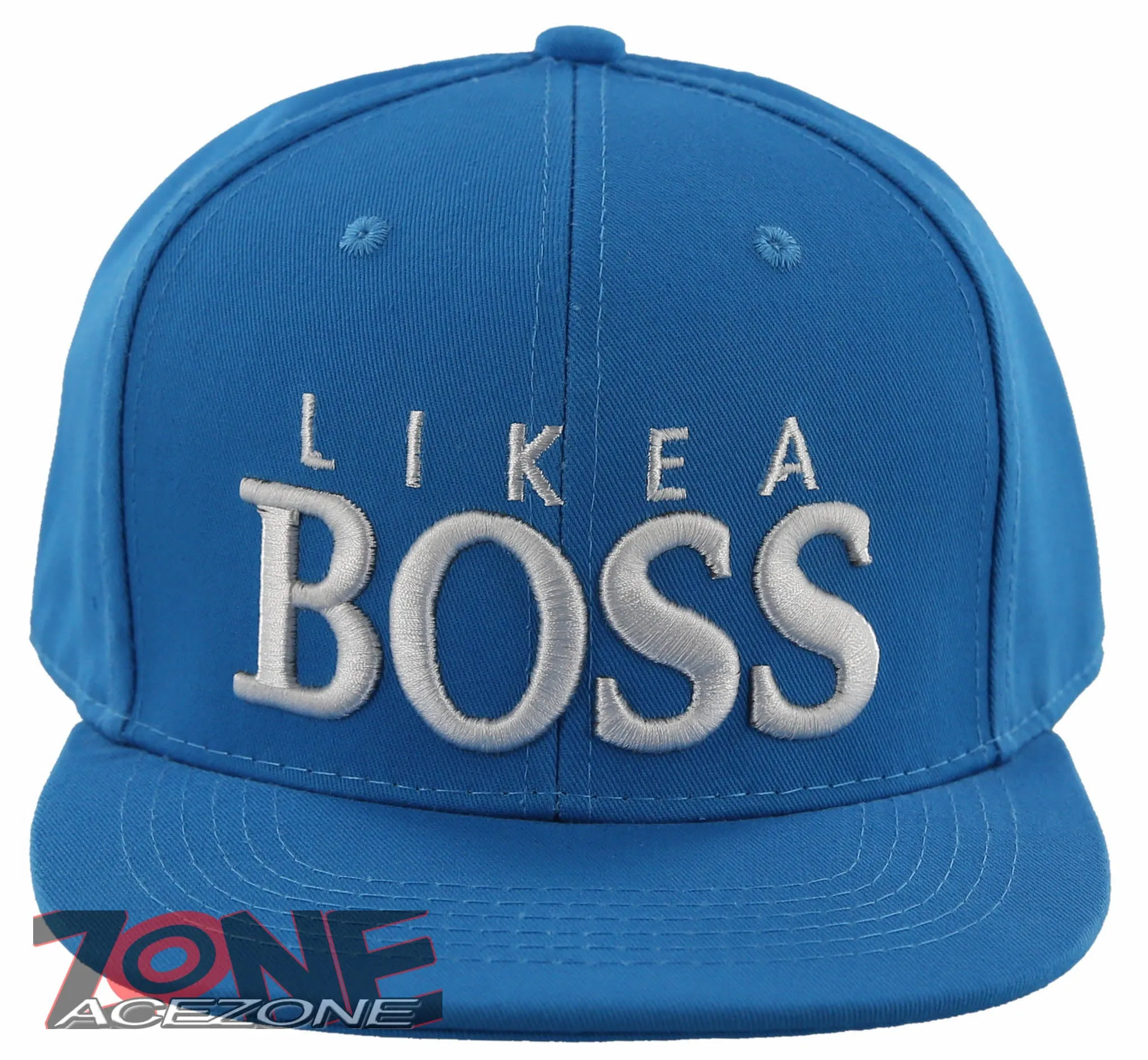 NEW! FLAT BILL SNAPBACK BALL LIKE A BOSS COTTON CAP HAT BLUE