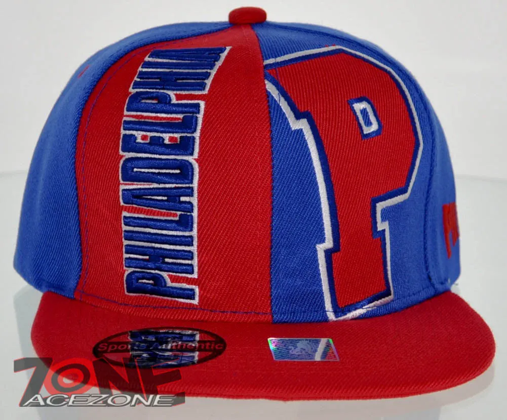 NEW! FLAT BILL SNAPBACK BALL US PHILADELPHIA PENNSYLVANIA CAP HAT RED BLUE