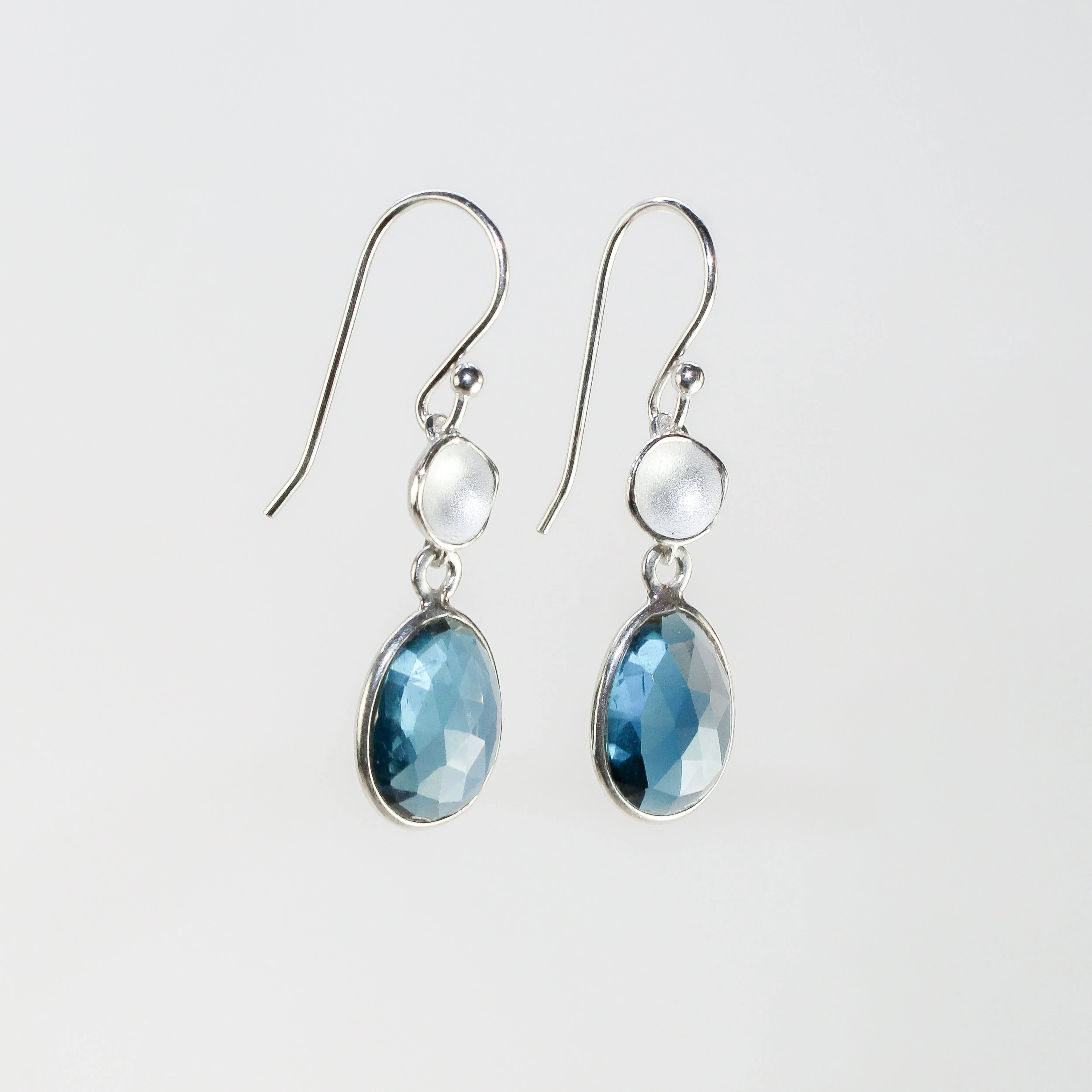 NEW! Medium Pod Earrings in Sterling Silver with London Blue Topaz by Sarah Richardson