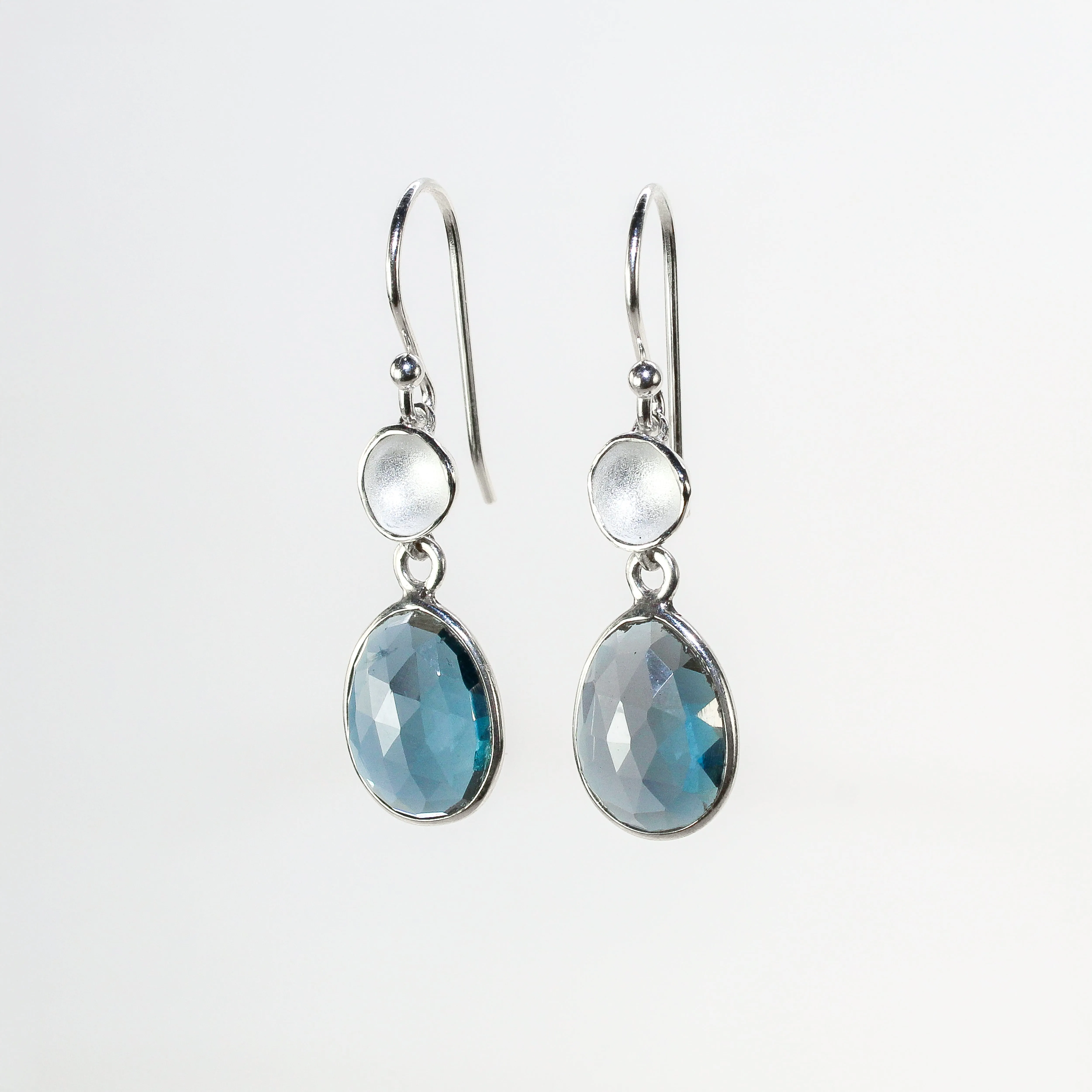 NEW! Medium Pod Earrings in Sterling Silver with London Blue Topaz by Sarah Richardson