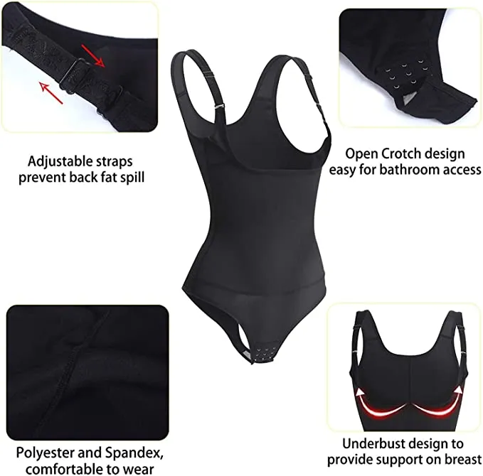 New Ursexyly Womens Shapewear Slimming Body Suit Shaper Seamless Tank Waist Trainer Open Bust Tummy Control, Sz M!