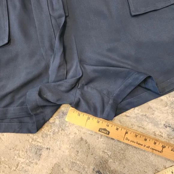 NWT Frye And Co Tie Stretch Waist Blue Rayon Shorts women's size 1X highrise