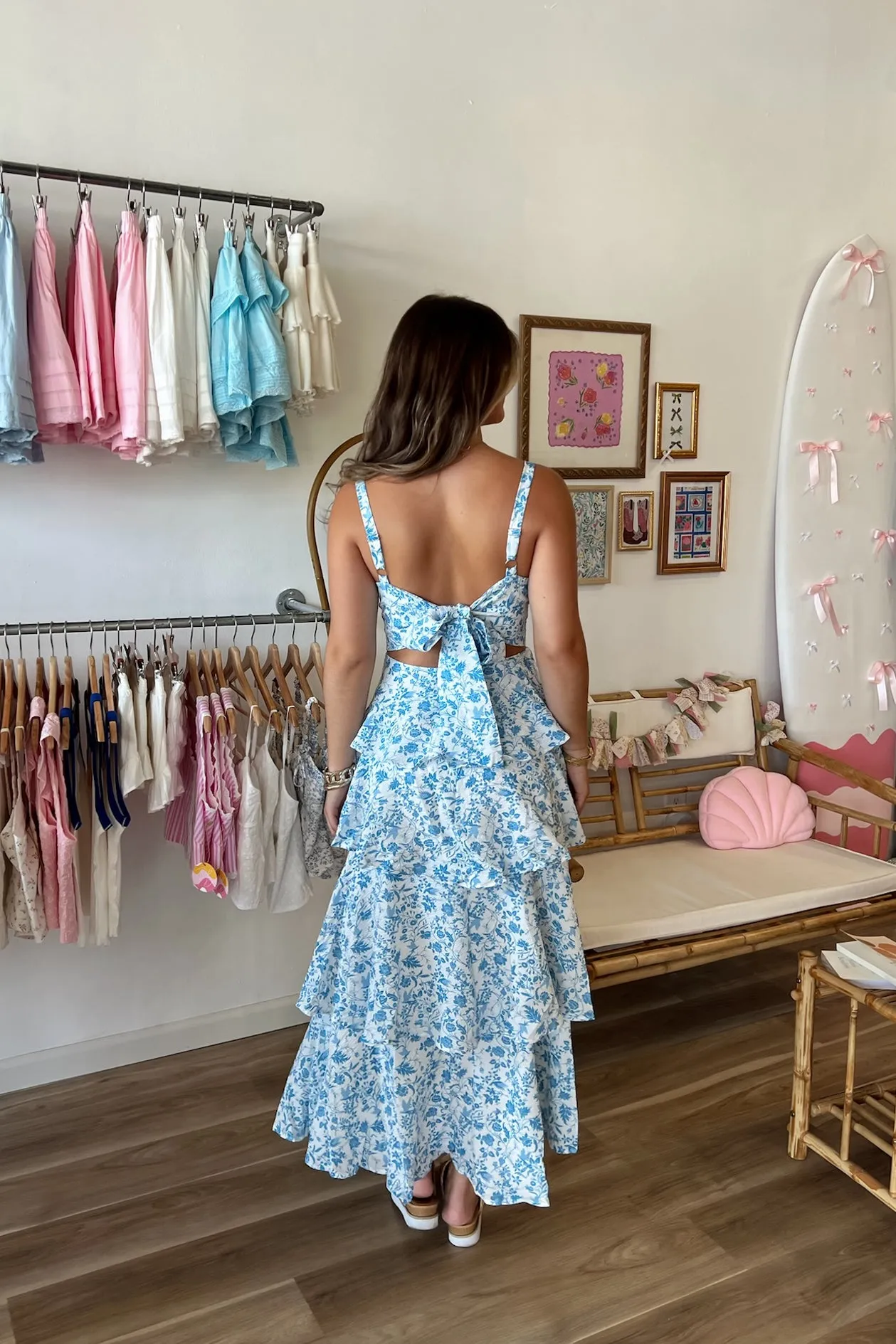 Olivia Tiered Dress in Blue | Restocked