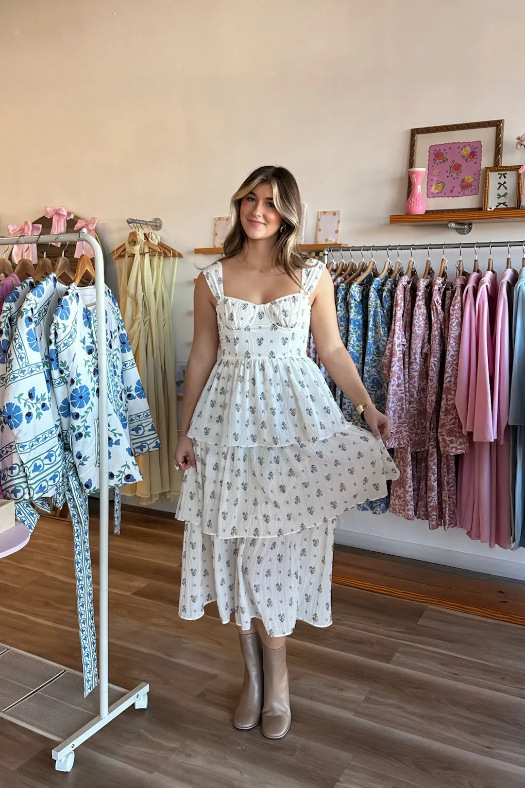 Paris Midi Dress in Blue