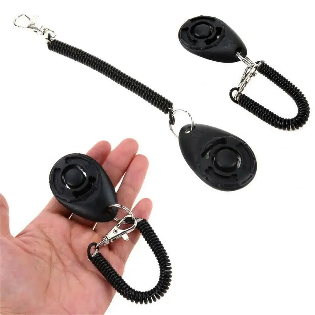 Pet Dog Trainers Oval Shape Elastic ABS Dog Training Clicker For Outdoor Puppy Kitten Cat Training Clicker Trainer Wrist Strap
