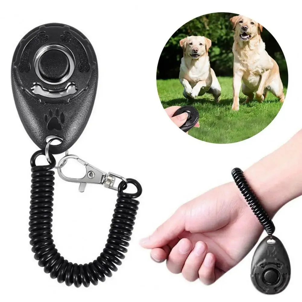 Pet Dog Trainers Oval Shape Elastic ABS Dog Training Clicker For Outdoor Puppy Kitten Cat Training Clicker Trainer Wrist Strap