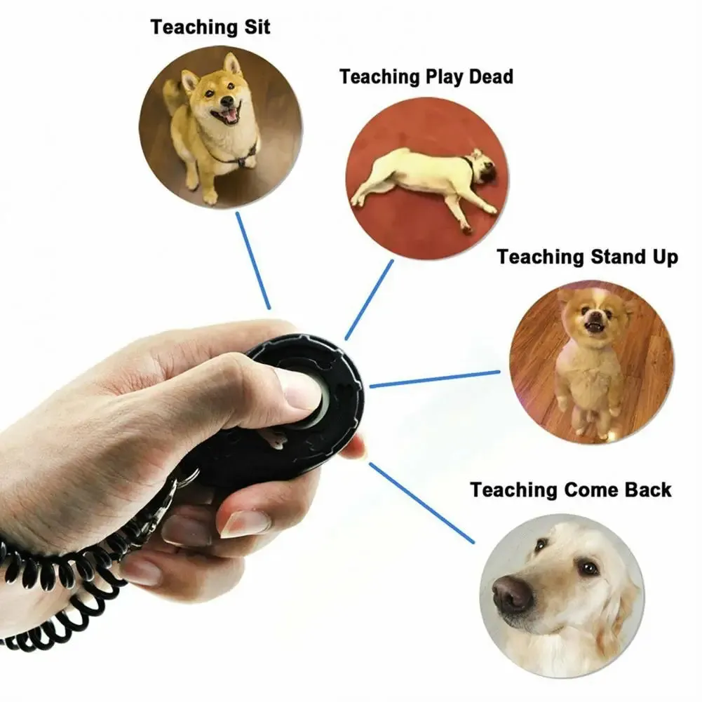 Pet Dog Trainers Oval Shape Elastic ABS Dog Training Clicker For Outdoor Puppy Kitten Cat Training Clicker Trainer Wrist Strap