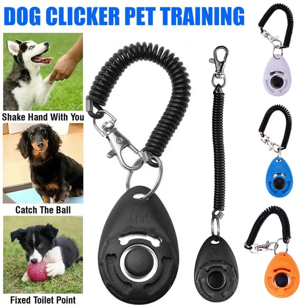 Pet Dog Trainers Oval Shape Elastic ABS Dog Training Clicker For Outdoor Puppy Kitten Cat Training Clicker Trainer Wrist Strap