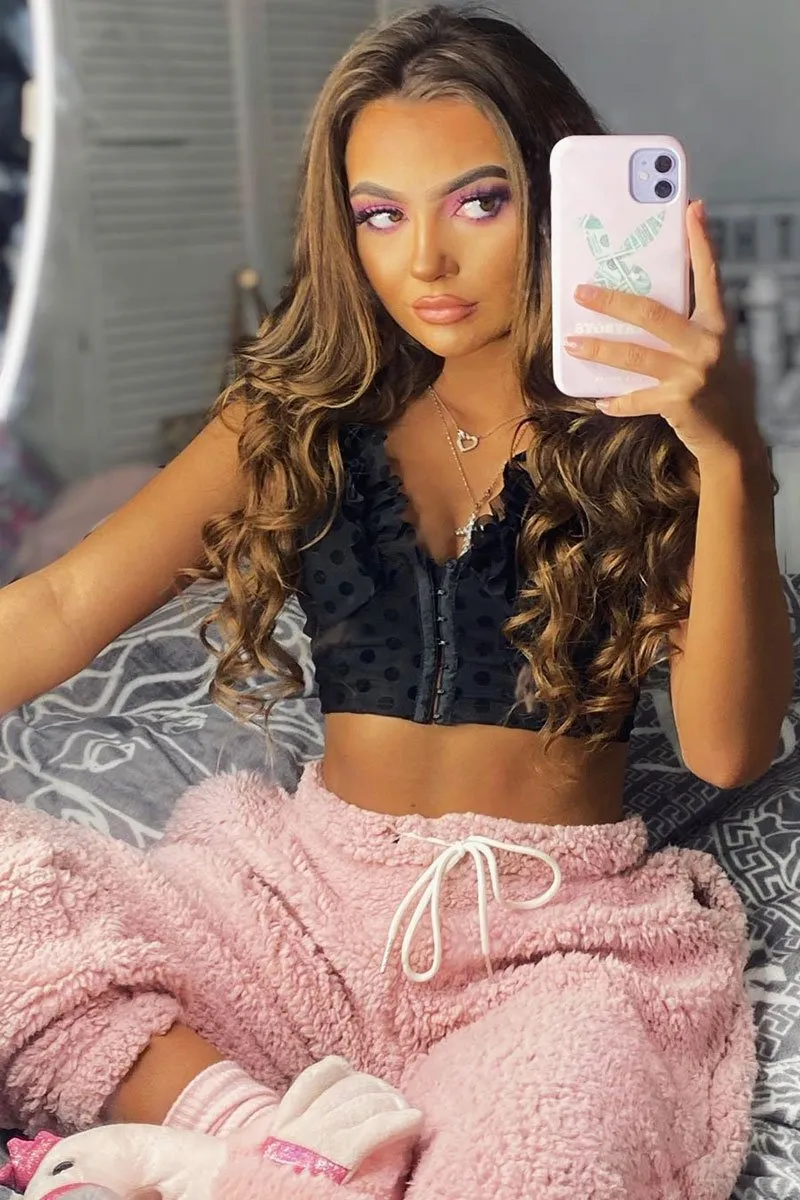 Pink Teddy Borg Joggers - Allyssa