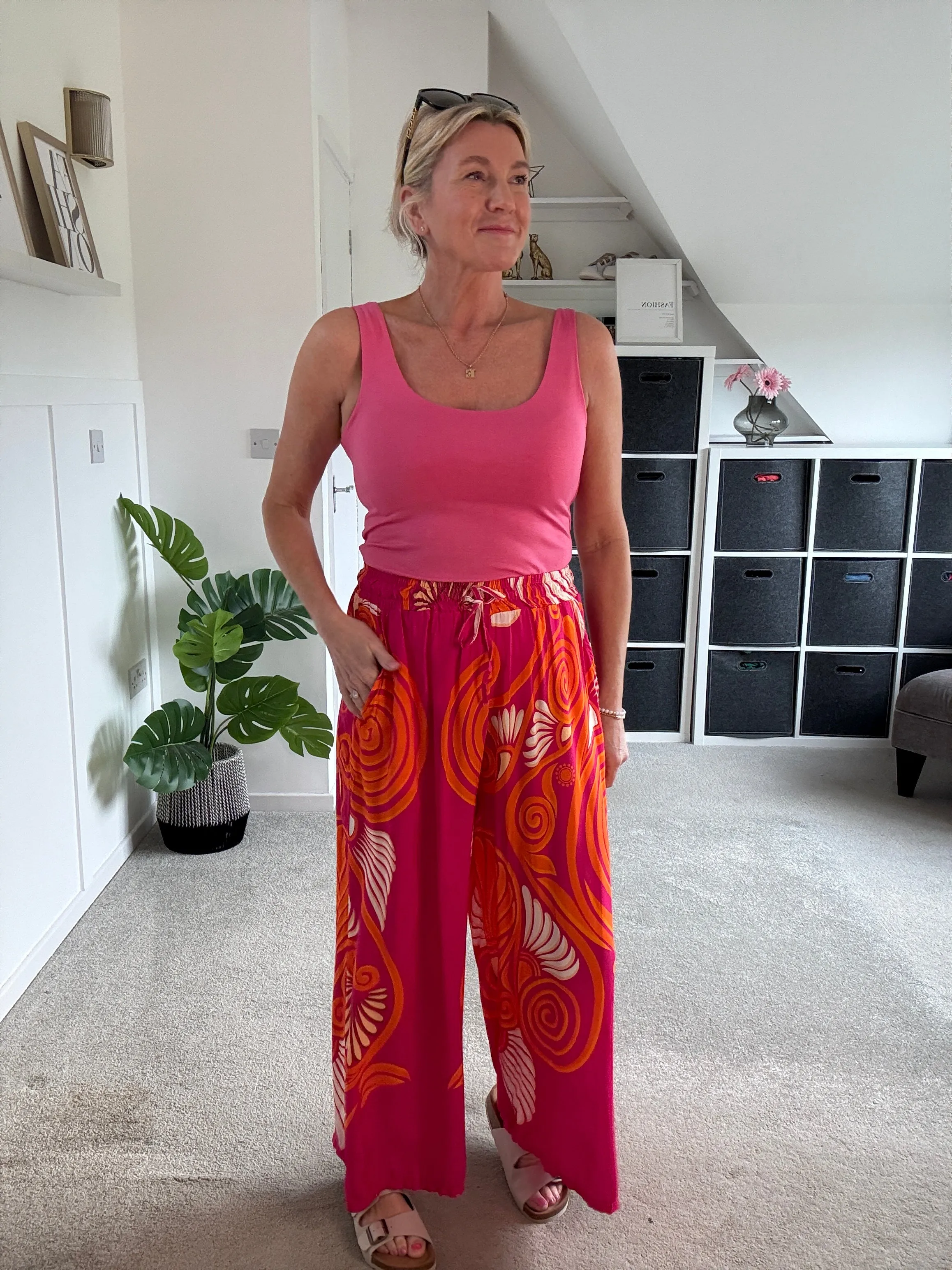 Pink/Orange Swirl Floaty Trousers