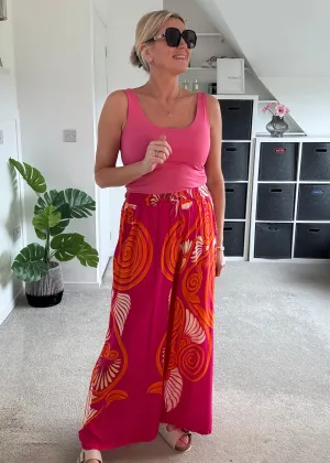 Pink/Orange Swirl Floaty Trousers